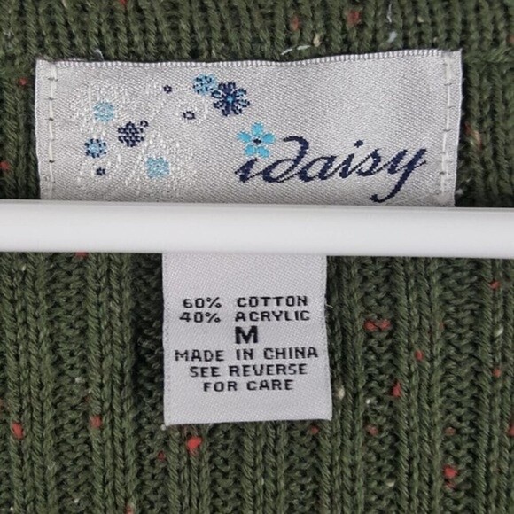 Idaisy Womens Cardigan Sweater Green Medium Button Up Ladies 3/4 Sleeve Sweater - Picture 5 of 6